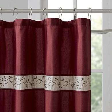 Madison Park Belle Faux Silk Embroidered Floral Shower Curtain