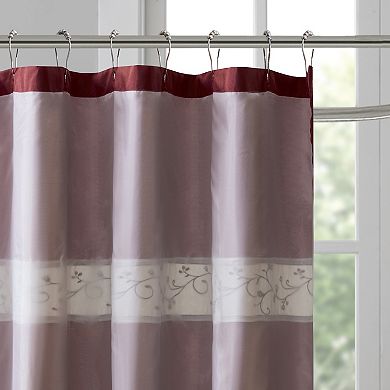 Madison Park Belle Faux Silk Embroidered Floral Shower Curtain