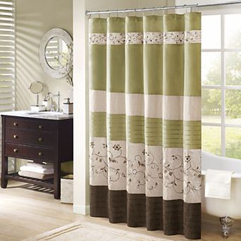 Madison Park Belle Faux Silk Embroidered Floral Shower Curtain