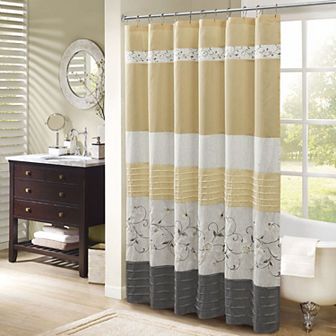 Madison Park Belle Faux Silk Embroidered Floral Shower Curtain