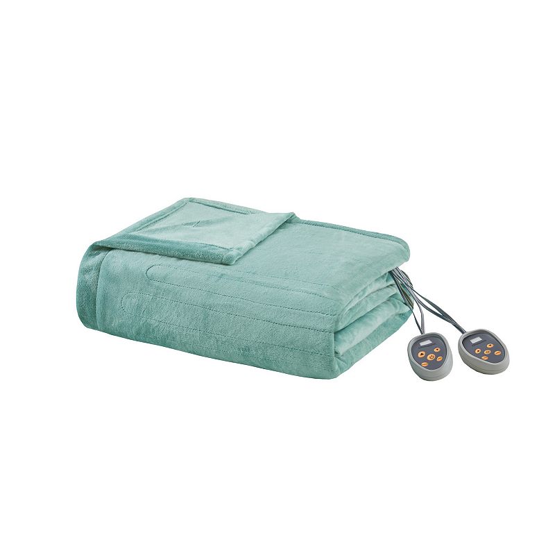 Beautyrest Heated Plush Blanket, Turquoise/Blue, Full