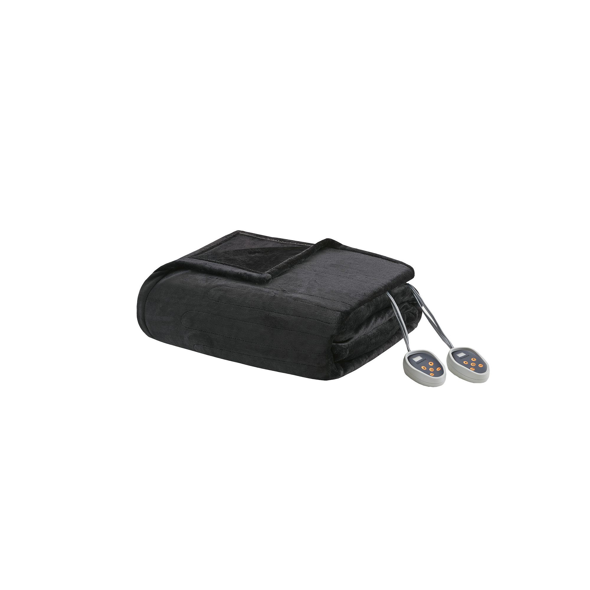 Beautyrest Plush Heated Solid Microlight Electric Blanket, Black