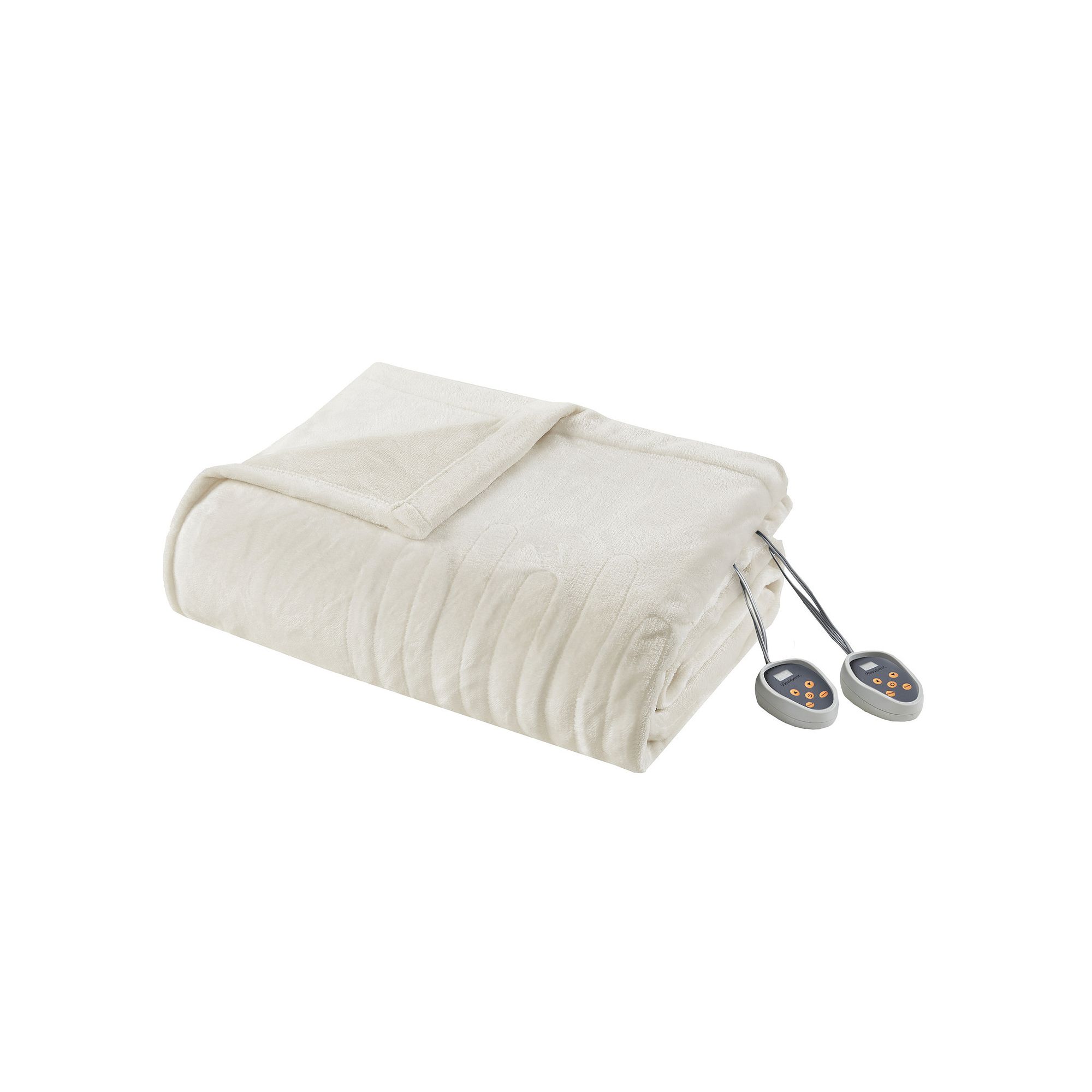 Beautyrest Plush Heated Solid Microlight Electric Blanket, Ivory