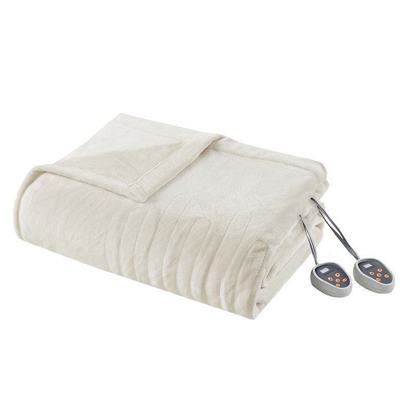 Beautyrest Heated Plush Blanket, Natural, Queen