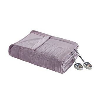 Beautyrest Plush Heated Solid Microlight Electric Bed Blanket