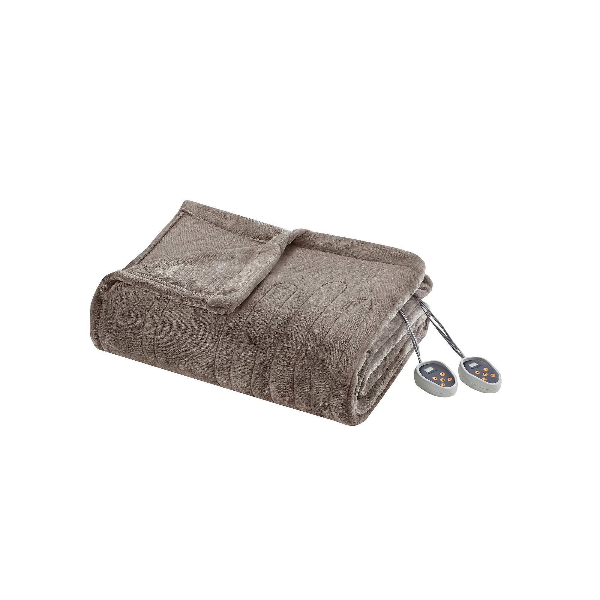 Beautyrest Plush Heated Solid Microlight Electric Blanket, Mink