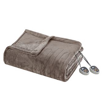Beautyrest Plush Heated Solid Microlight Electric Bed Blanket