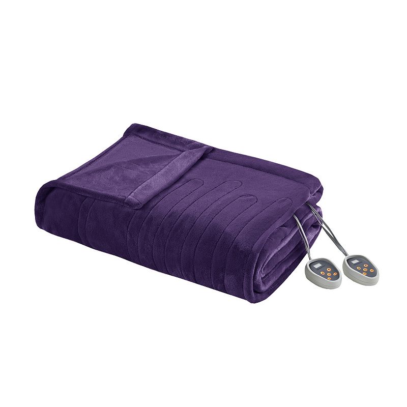 Beautyrest Heated Plush Blanket, Purple, Queen