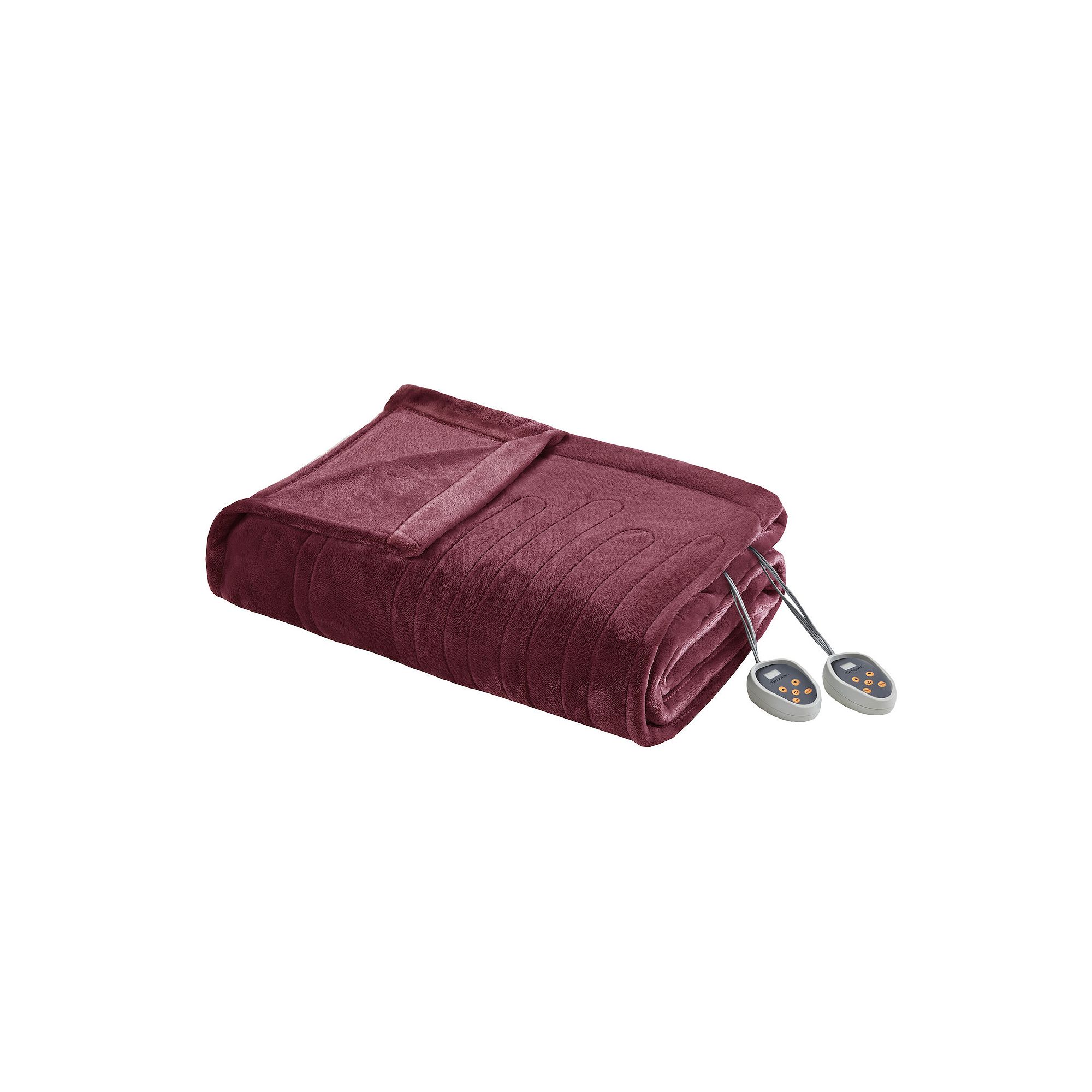 Beautyrest Plush Heated Solid Microlight Electric Blanket, Red