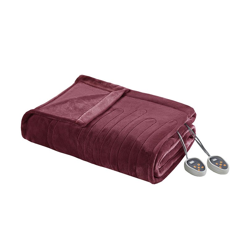 Beautyrest Heated Plush Blanket, Red, Queen
