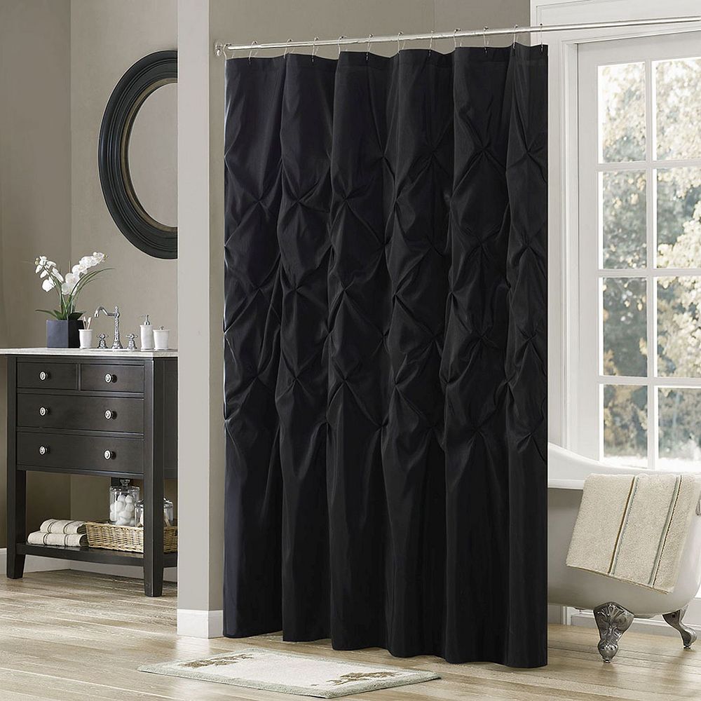 Madison Park Vivian Tufted Shower Curtain - Black, 72X72