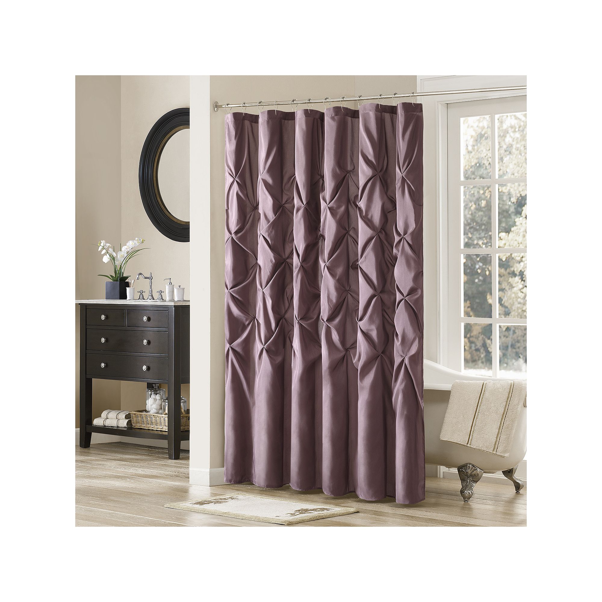Madison Park Vivian Tufted Shower Curtain, Size: 72X72, Purple