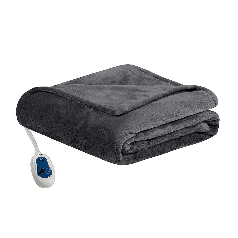 33768960 Beautyrest Heated Plush Oversized Throw, Grey sku 33768960