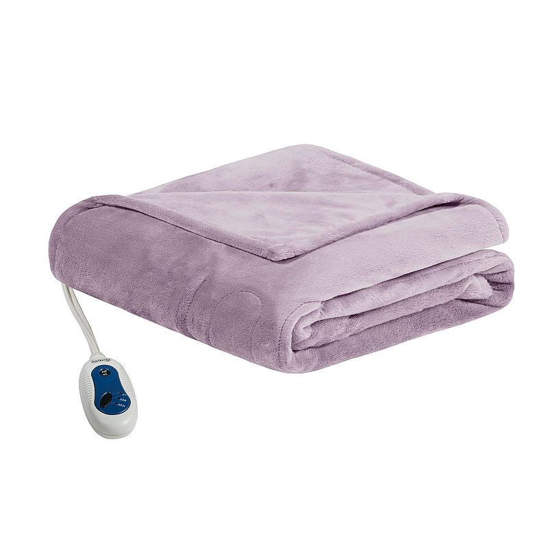 Beautyrest Heated Plush Oversized Throw, Purple