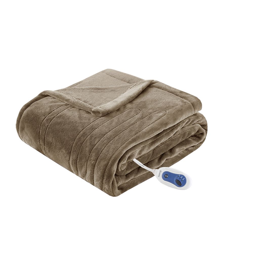 Beautyrest Plush Oversized Electric Heated Throw Blanket - Mink