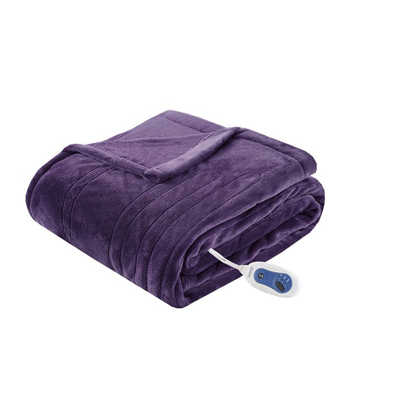 46816894 Beautyrest Heated Plush Oversized Throw, Purple sku 46816894