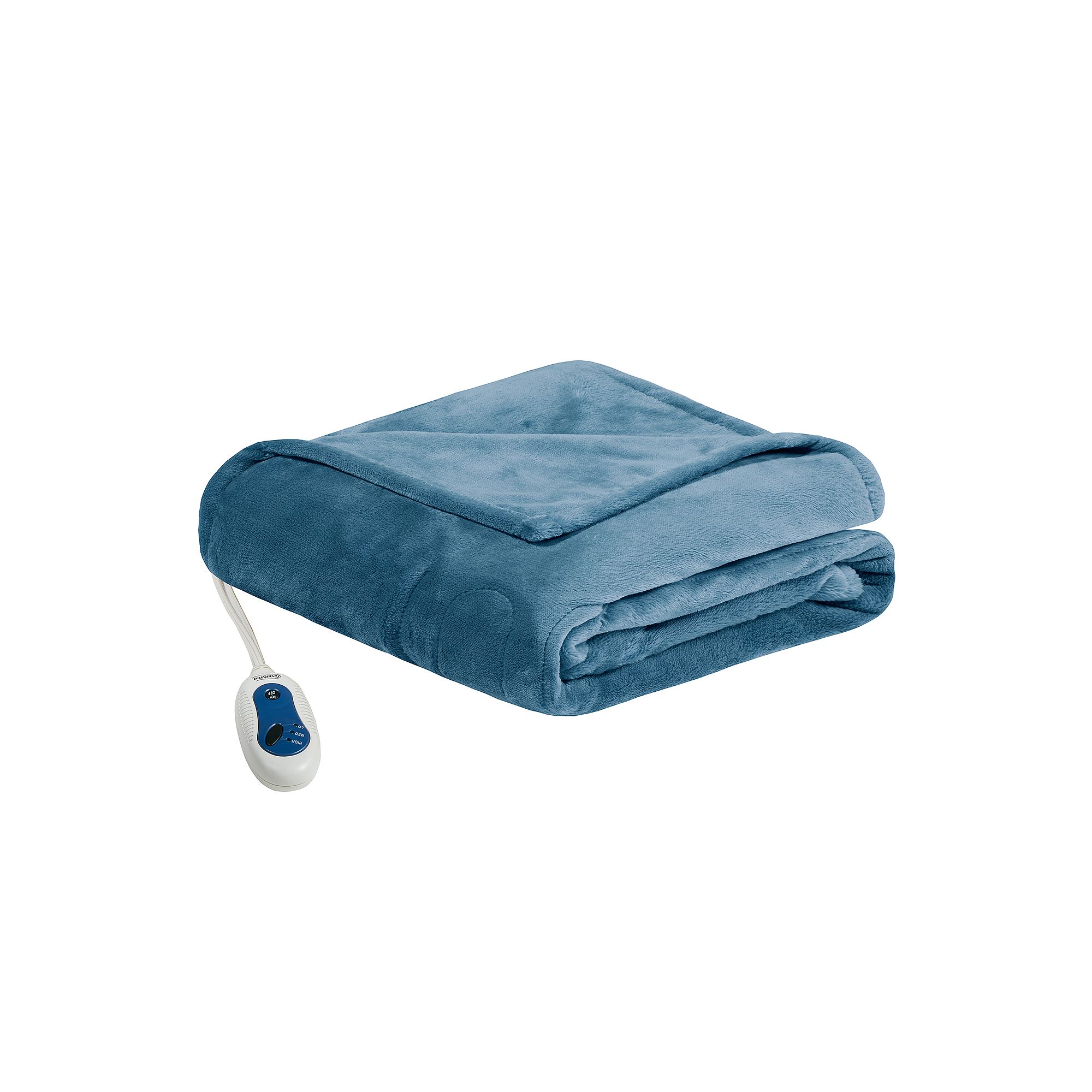 Beautyrest Plush Oversized Electric Heated Throw Blanket, Blue Blue