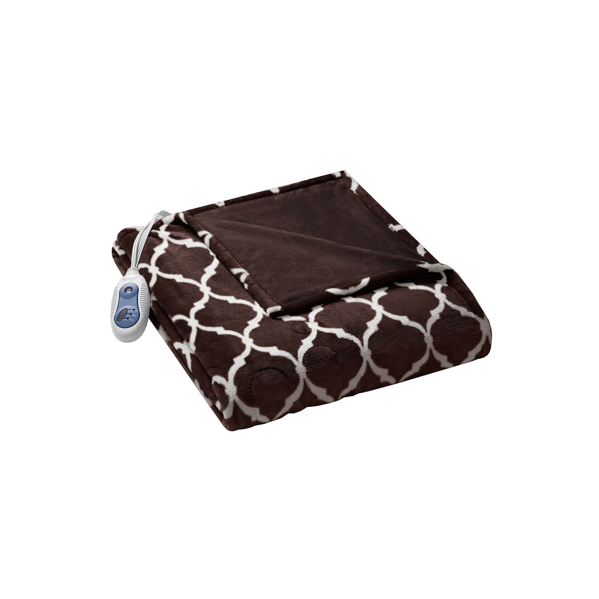 Beautyrest Oversized Ogee Electric Heated Throw Blanket, Brown