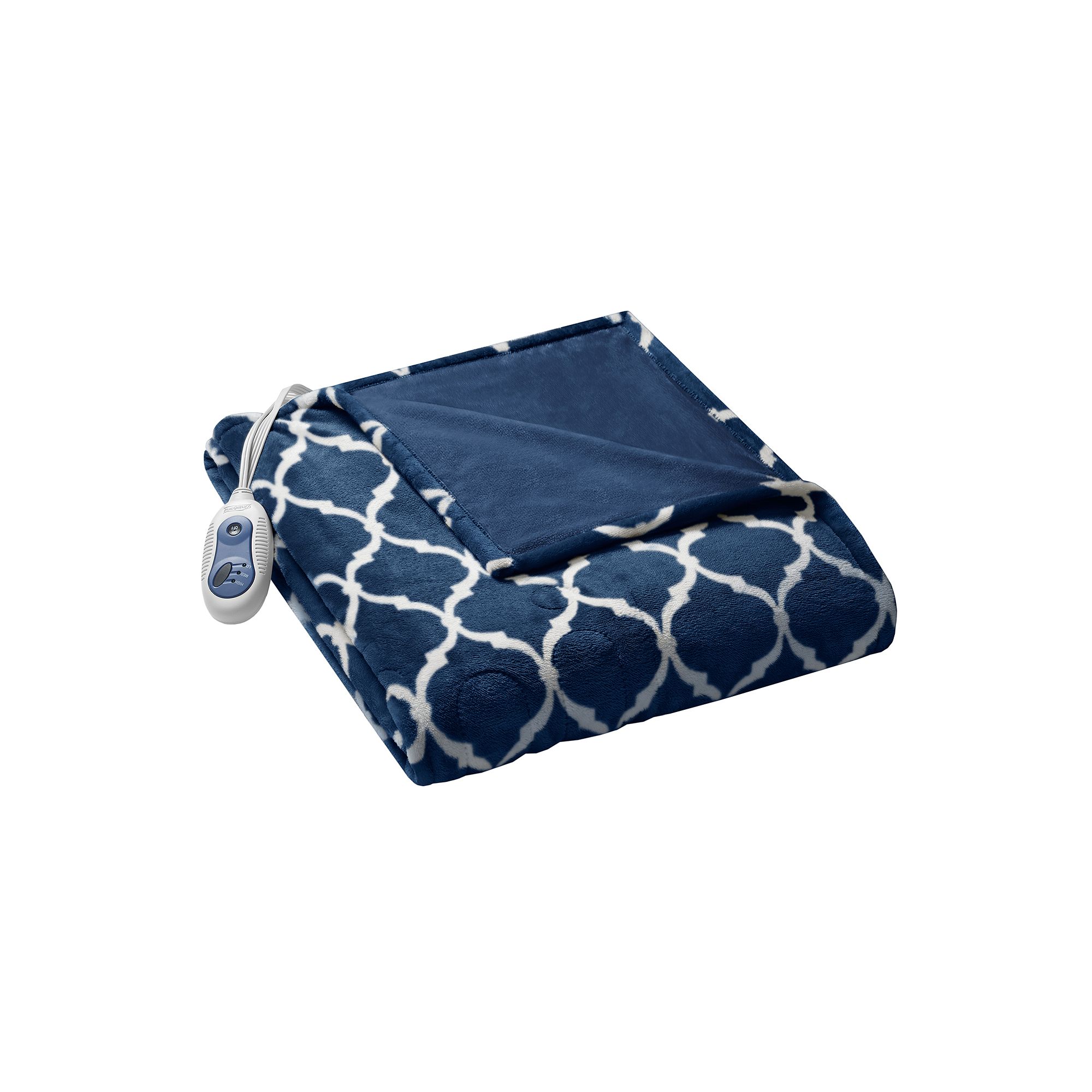 Beautyrest Oversized Ogee Electric Heated Throw Blanket, Blue