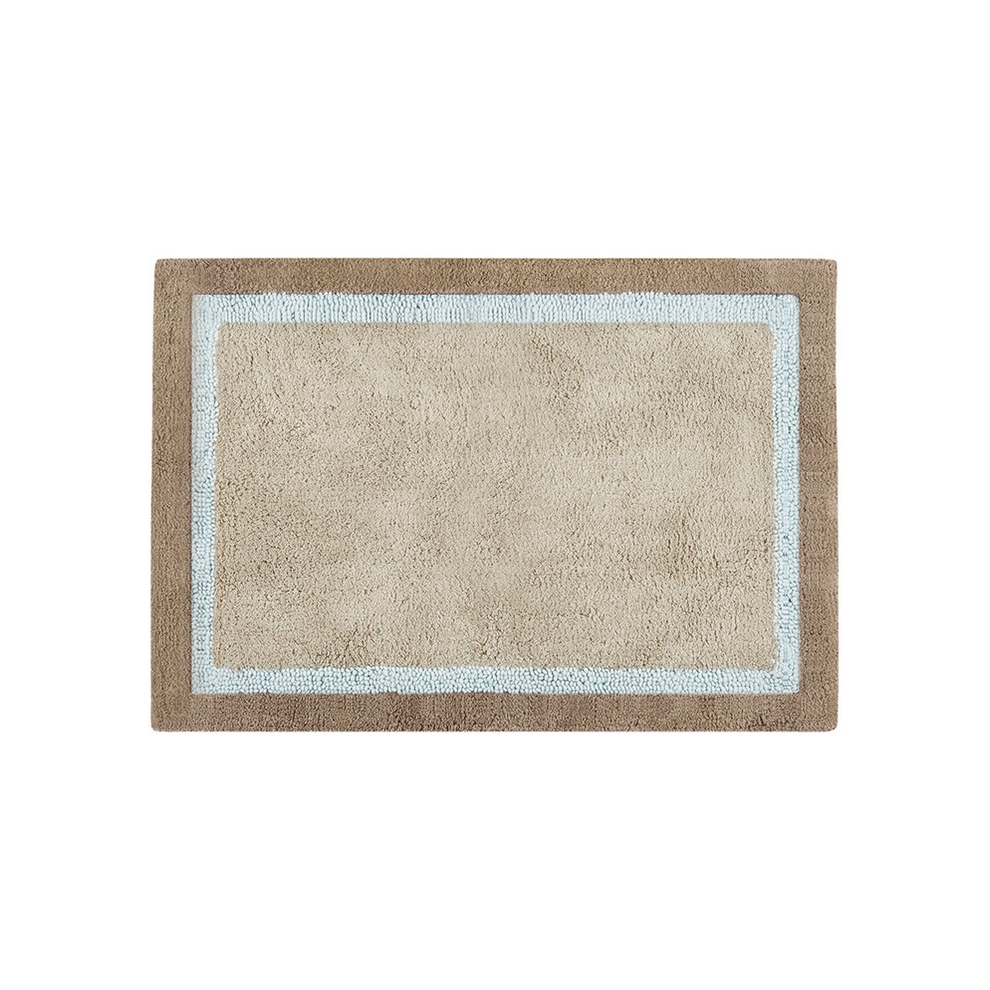 Madison Park Eastridge Cotton Tufted Boarder Bathroom Rug, Brown Blue