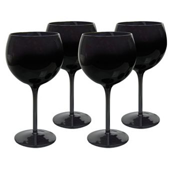 Artland 4 pc Midnight Black Black Balloon Wine Glass Set