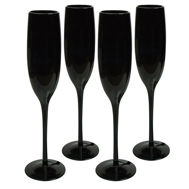 Champagne Flutes - Glass with Clear Accents (set of 6)