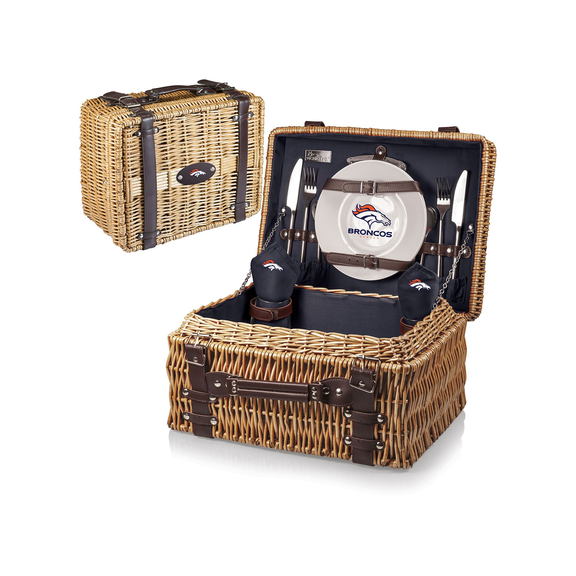 Picnic Time Denver Broncos Champion Willow Picnic Basket with Service for 2