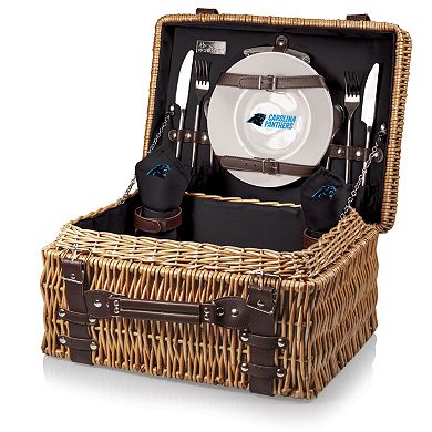 Picnic Time Carolina Panthers Champion Willow Picnic Basket with Service for 2