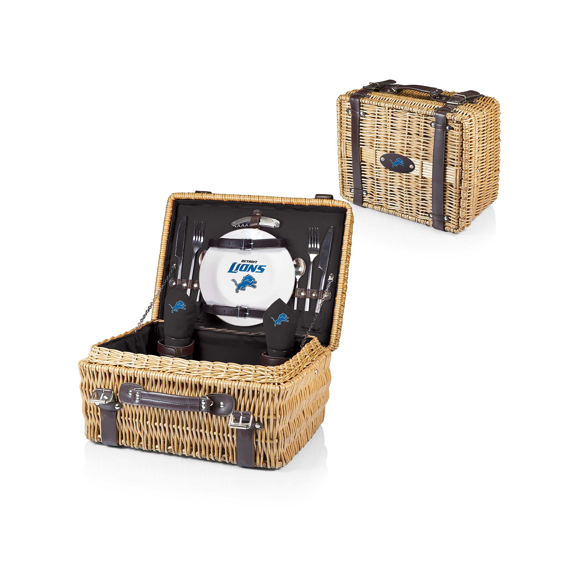 Picnic Time Detroit Lions Champion Willow Picnic Basket with Service for 2,