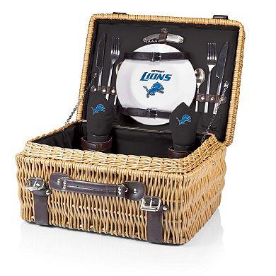 Picnic Time Detroit Lions Champion Willow Picnic Basket with Service for 2