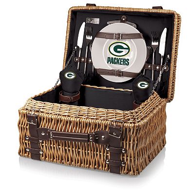 Picnic Time Green Bay Packers Champion Willow Picnic Basket with Service for 2