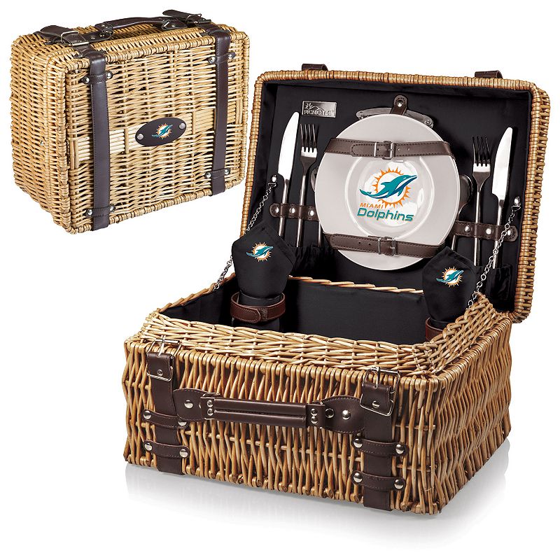 Picnic Time Miami Dolphins Champion Willow Picnic Basket with Service for 2