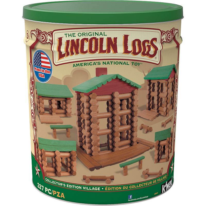 LINCOLN LOGS - Collector s Edition Village - 327 All Wood Pieces - Collectible Tin