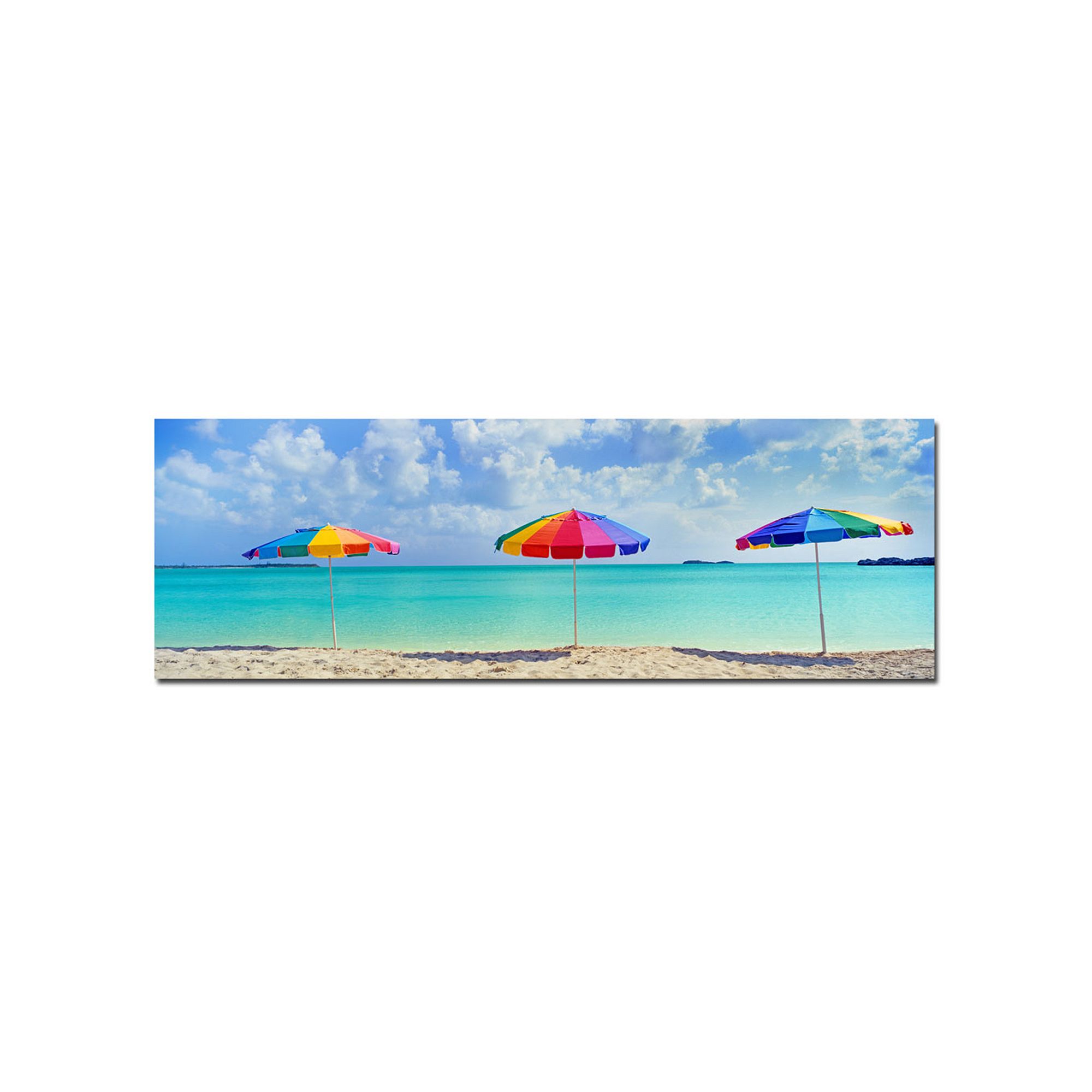 Three Umbrellas Canvas Wall Art, Blue