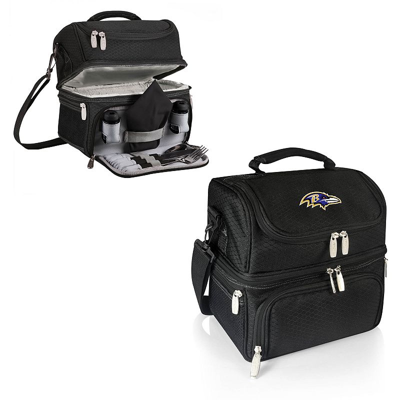 Picnic Time Baltimore Ravens Pranzo 7-Piece Insulated Cooler Lunch Tote Set, Black