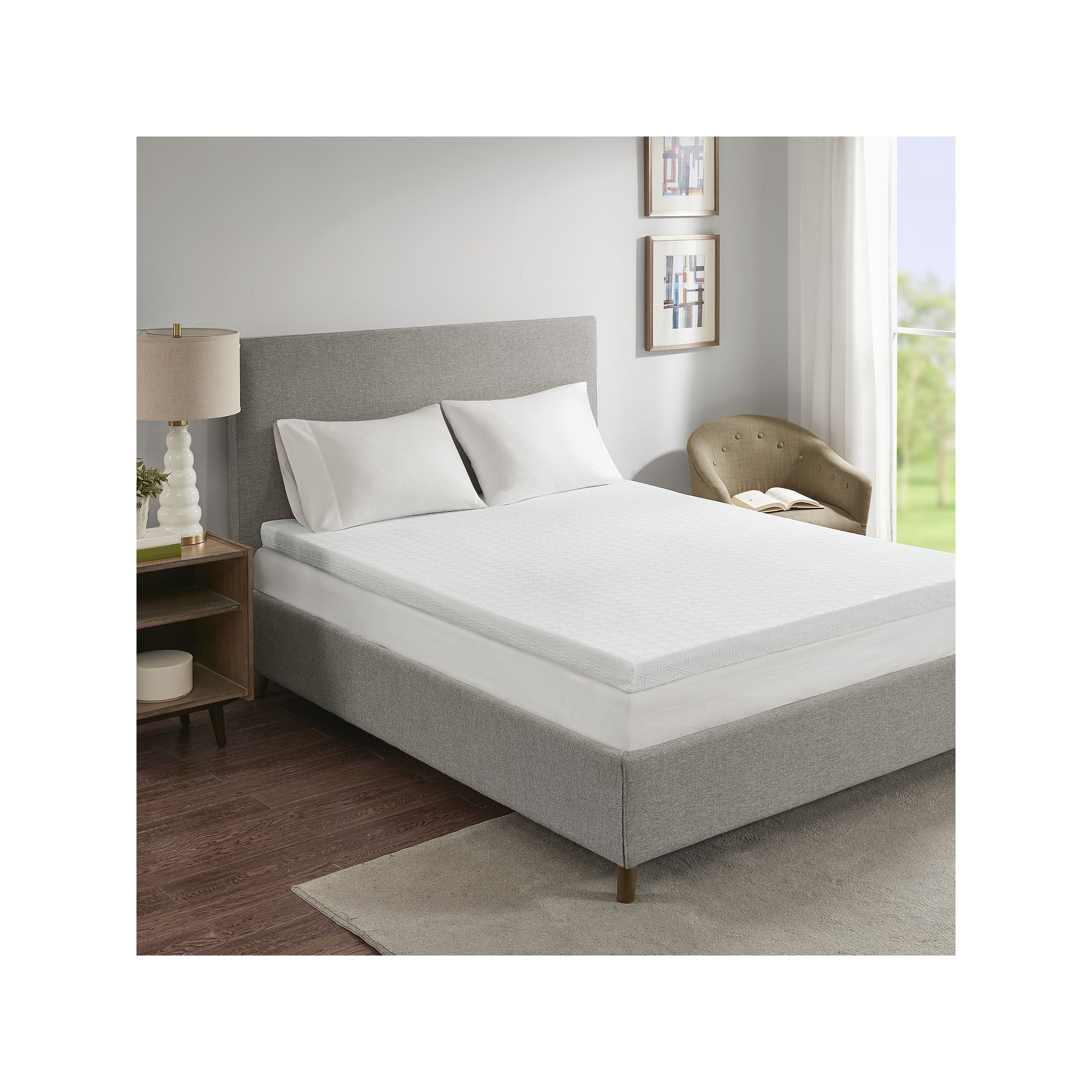 Sleep Philosophy 3-inch Cooling Gel Memory Foam Mattress Topper, White