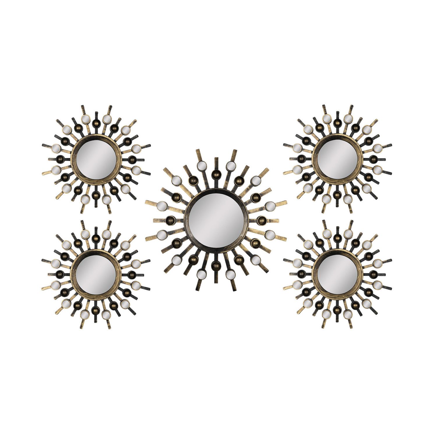 Stratton Home Decor Sunburst Mirror Metal Wall Art 5-piece Set