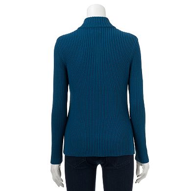 Women's Croft & Barrow® Quilted Mockneck Sweater Jacket