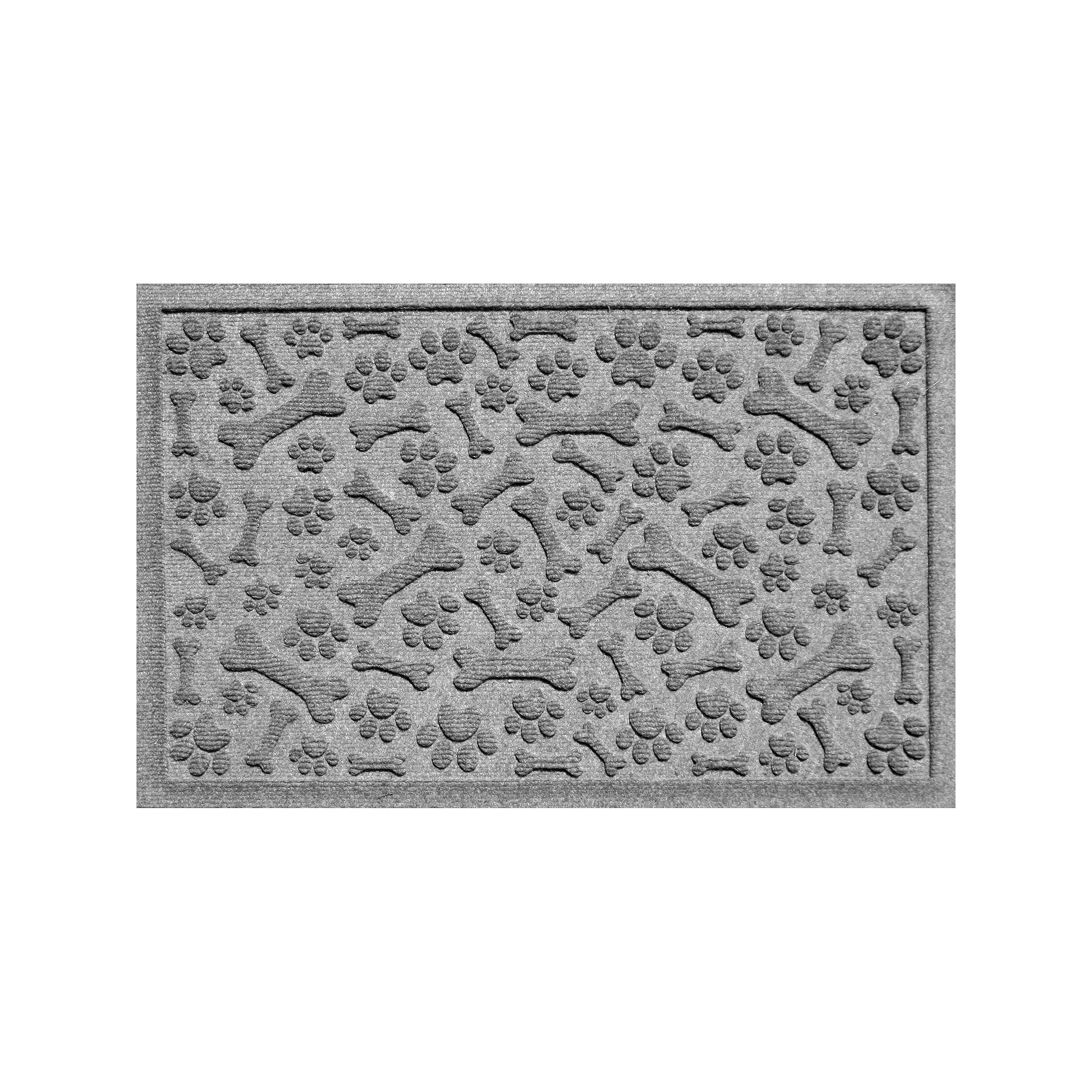 Waterhog Paws & Bones Indoor Outdoor Pet Mat, Medium Gray