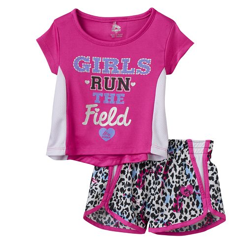 Toddler Girl Rbx Girls Run The Field Tee Cheetah Print Shorts Set