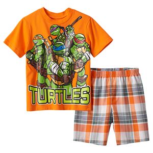 Boys 4-7 Teenage Mutant Ninja Turtles Tee & Plaid Shorts Set