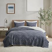 Details about   Ink+Ivy Pomona 3 Piece Coverlet Mini Set Navy Full/Queen 