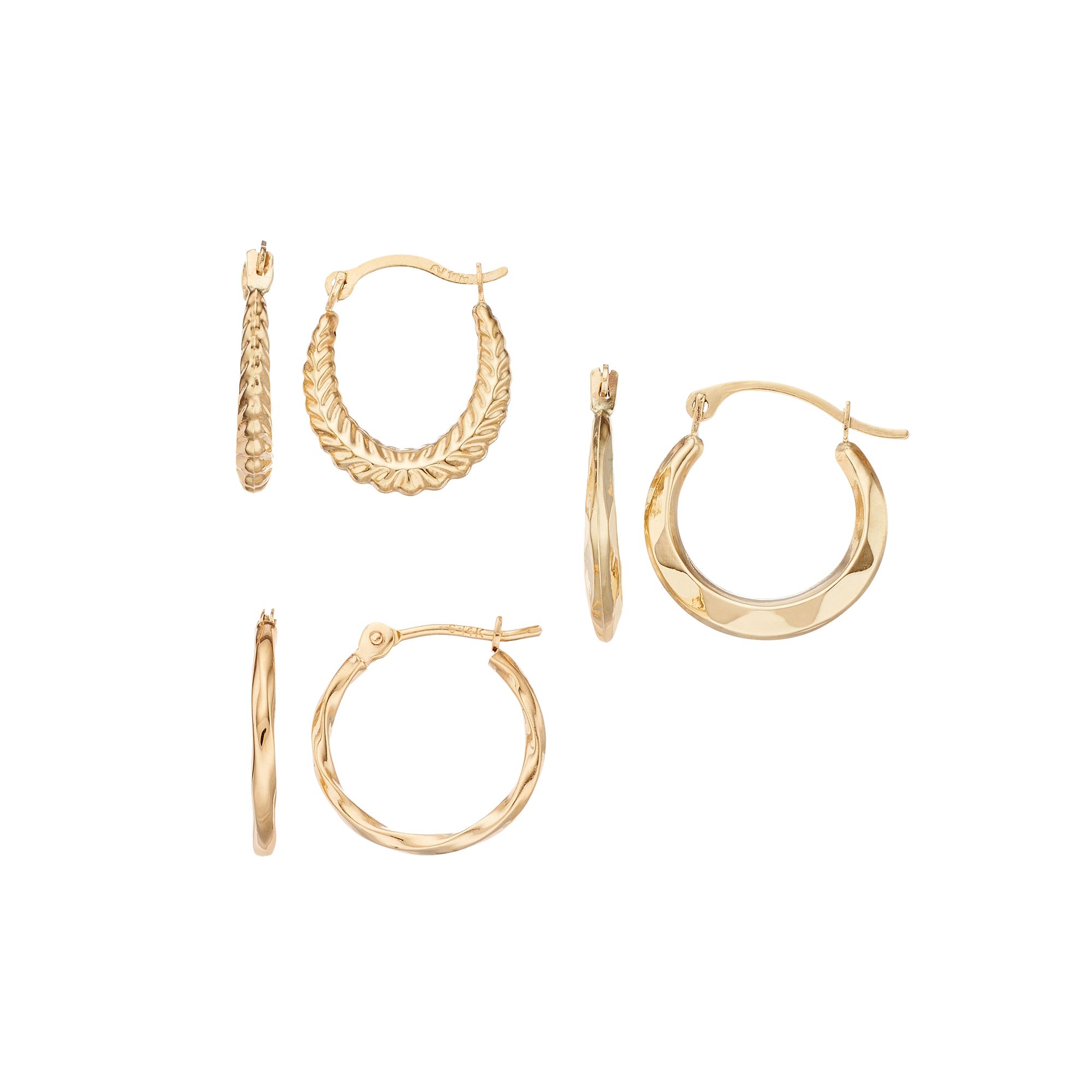 14k Gold Hoop Earring Set, Womens, Yellow