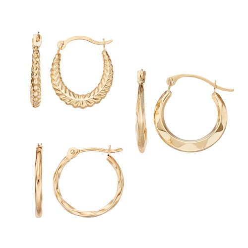 14k Gold Hoop Earring Set