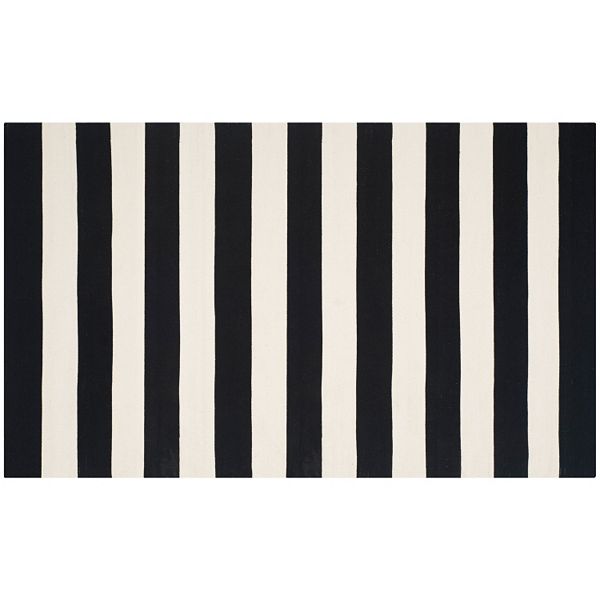 Safavieh Montauk Drake Striped, Black And White Stripe Flatweave Rugs