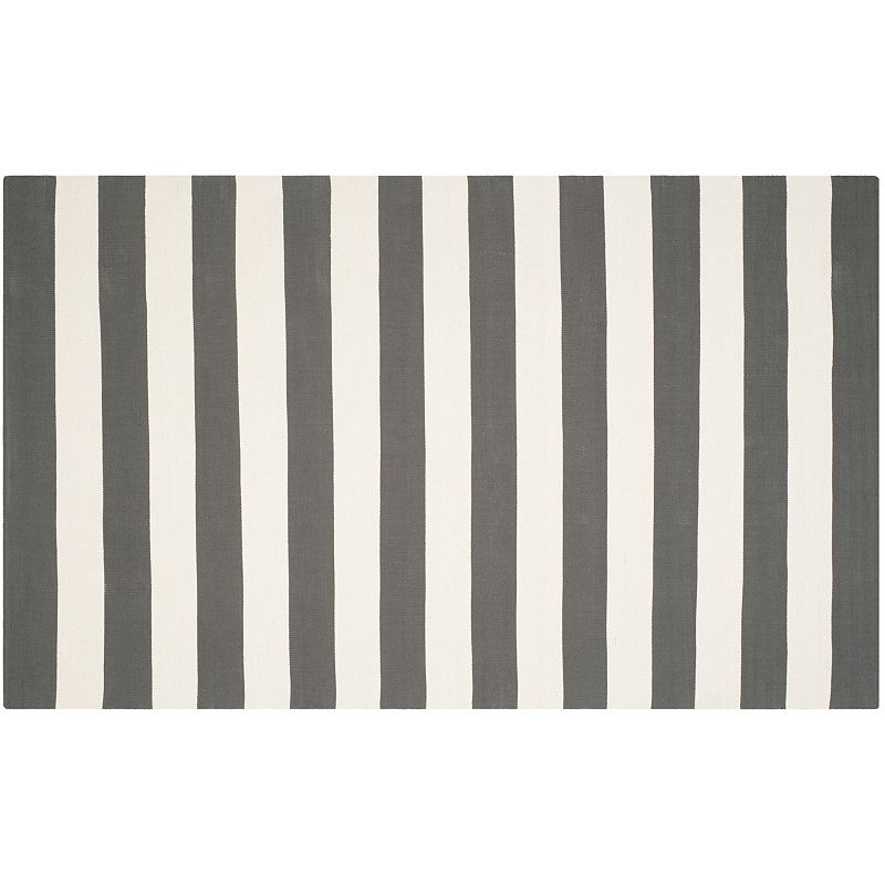 Safavieh Montauk Drake Striped Handcrafted Flatweave Rug, Grey, 8Ft Sq