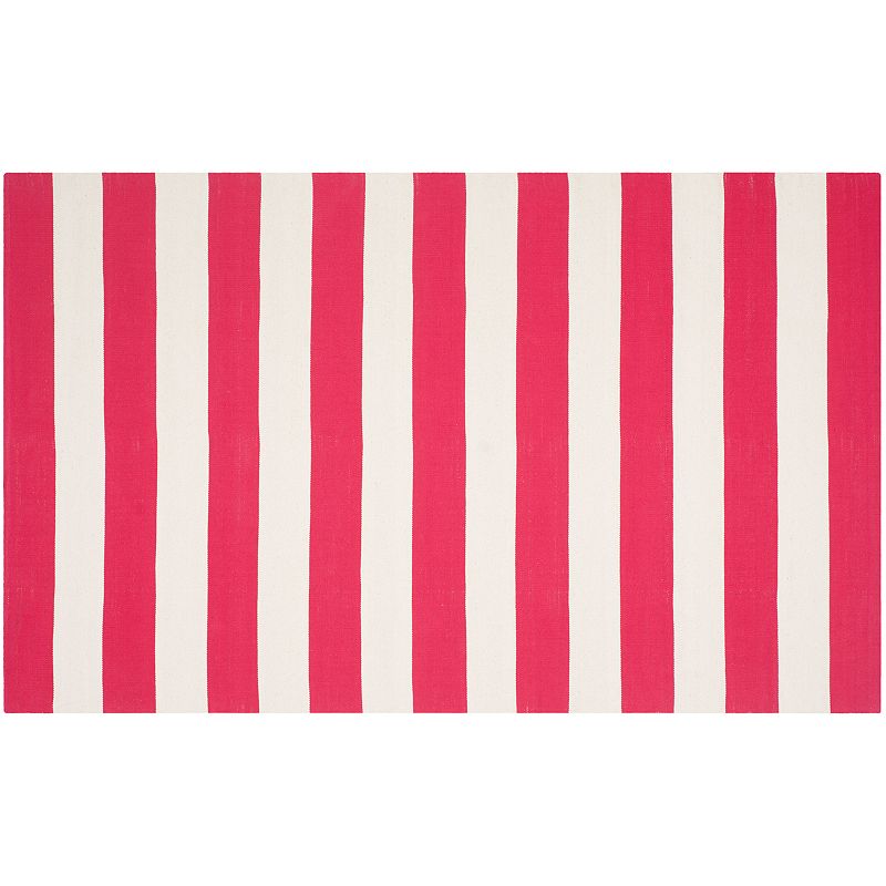 Safavieh Montauk Drake Striped Handcrafted Flatweave Rug, Red, 5X8 Ft