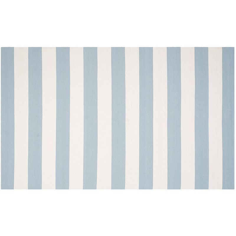 Safavieh Montauk Drake Striped Handcrafted Flatweave Rug, Light Blue, 6X9 Ft