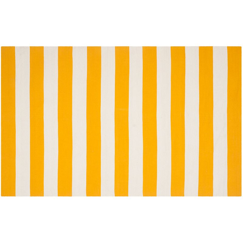 Safavieh Montauk Drake Striped Handcrafted Flatweave Rug, Yellow, 8Ft Sq