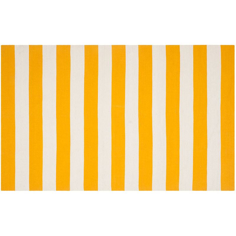 Safavieh Montauk Drake Striped Handcrafted Flatweave Rug, Yellow, 8Ft Sq